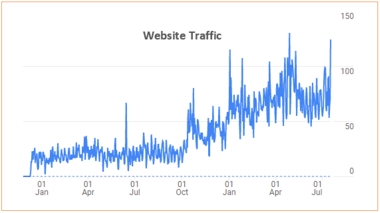 graph showing website traffic for rha
