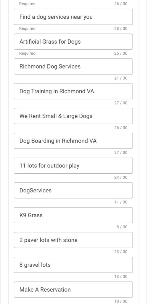 A list of terrible AI-generated Google ad copy, including "we rent small and large dogs."